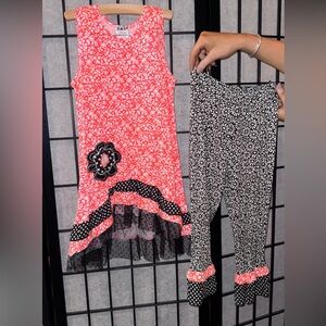 Floral Kids Matching Set - Pink and Black